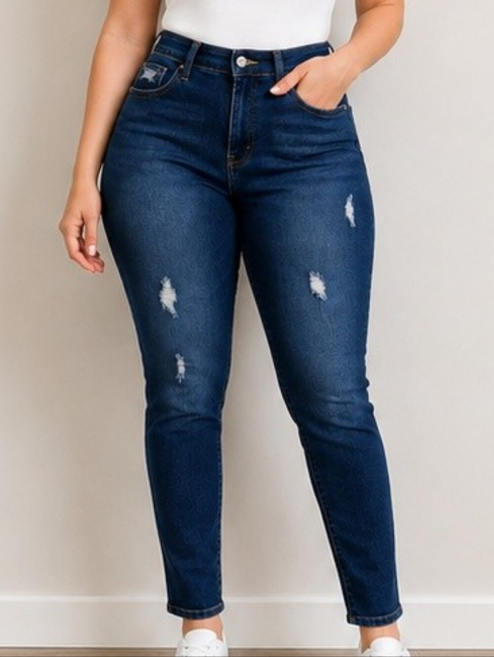 Style & Co. Women's Distressed Skinny Denim Jeans - Medium Wash - Size 12 Long